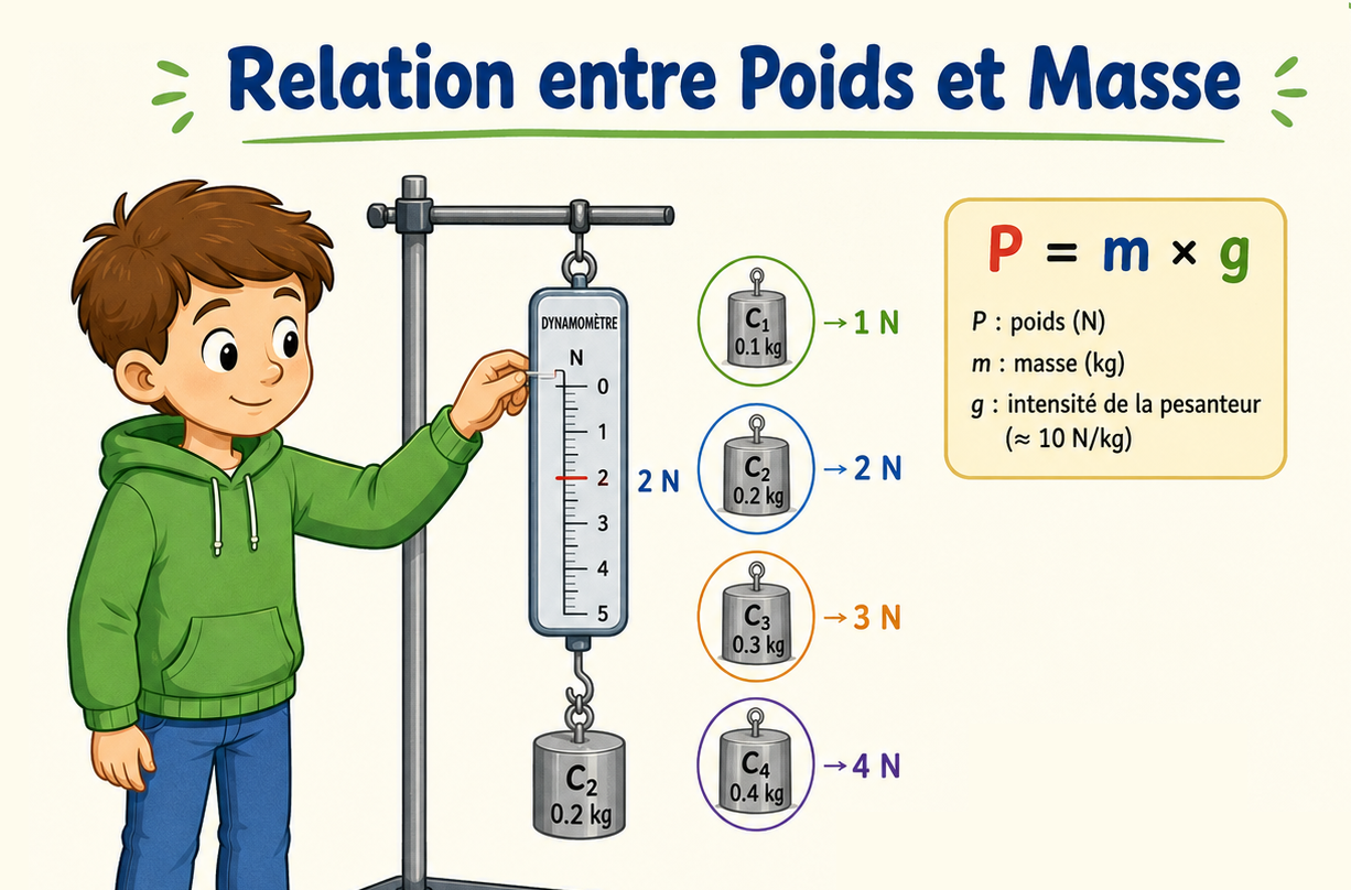 Relation entre Poids et Masse